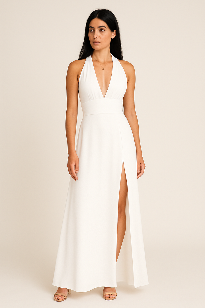 Valentina Satin Halter Midi Dress – Grace in Motion