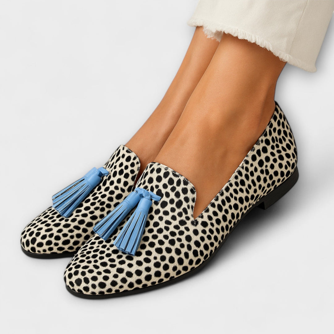 Polka Dot Print Mira Sneakers with Fringe Details
