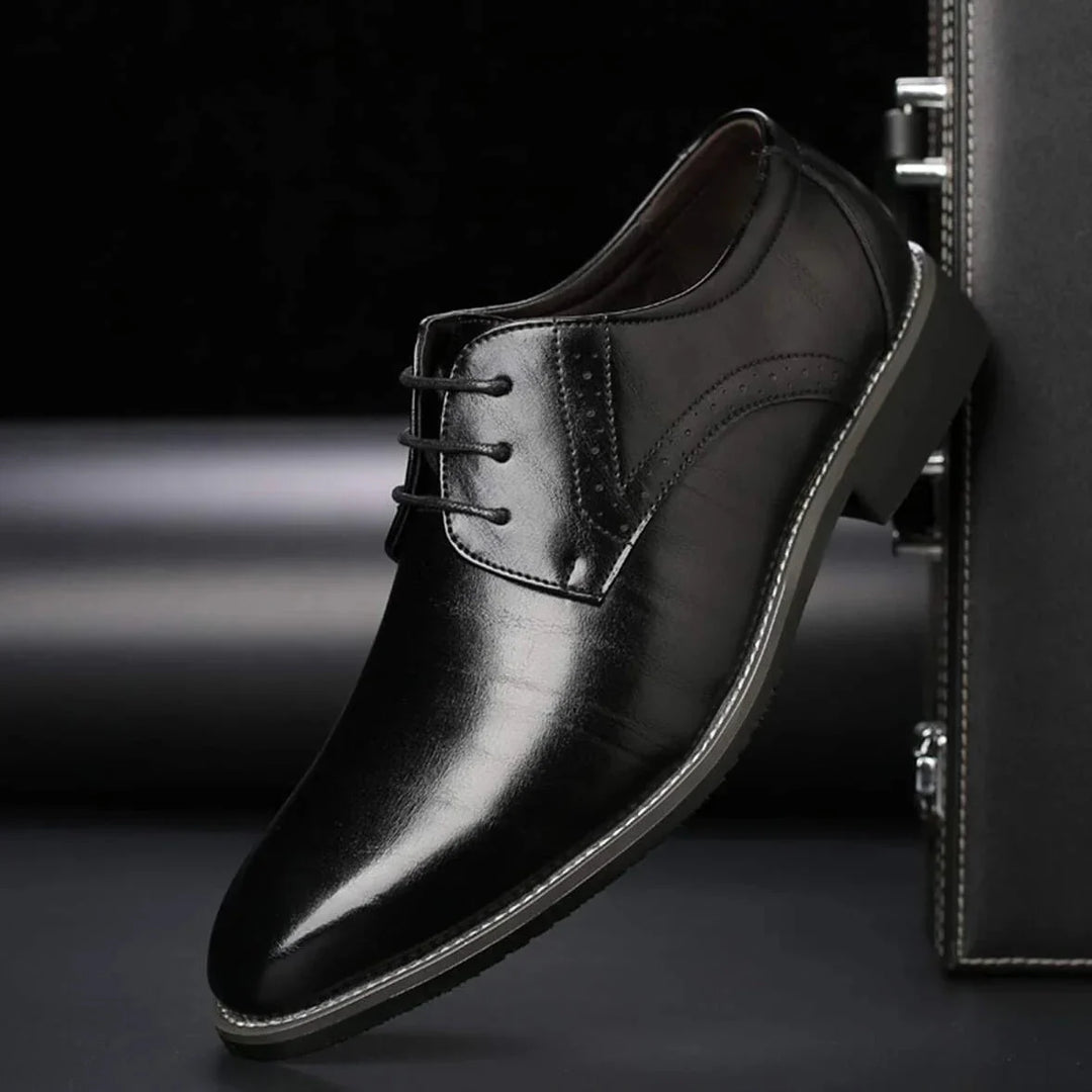 Dylan Men’s Leather Oxford Shoes – Classic Lace-Up – Formal Brogue Detailing