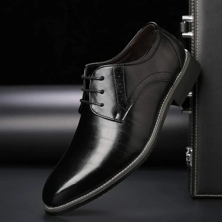 Dylan Men’s Leather Oxford Shoes – Classic Lace-Up – Formal Brogue Detailing