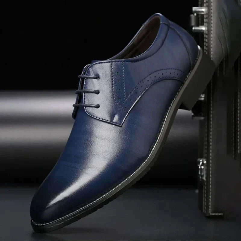 Dylan Men’s Leather Oxford Shoes – Classic Lace-Up – Formal Brogue Detailing