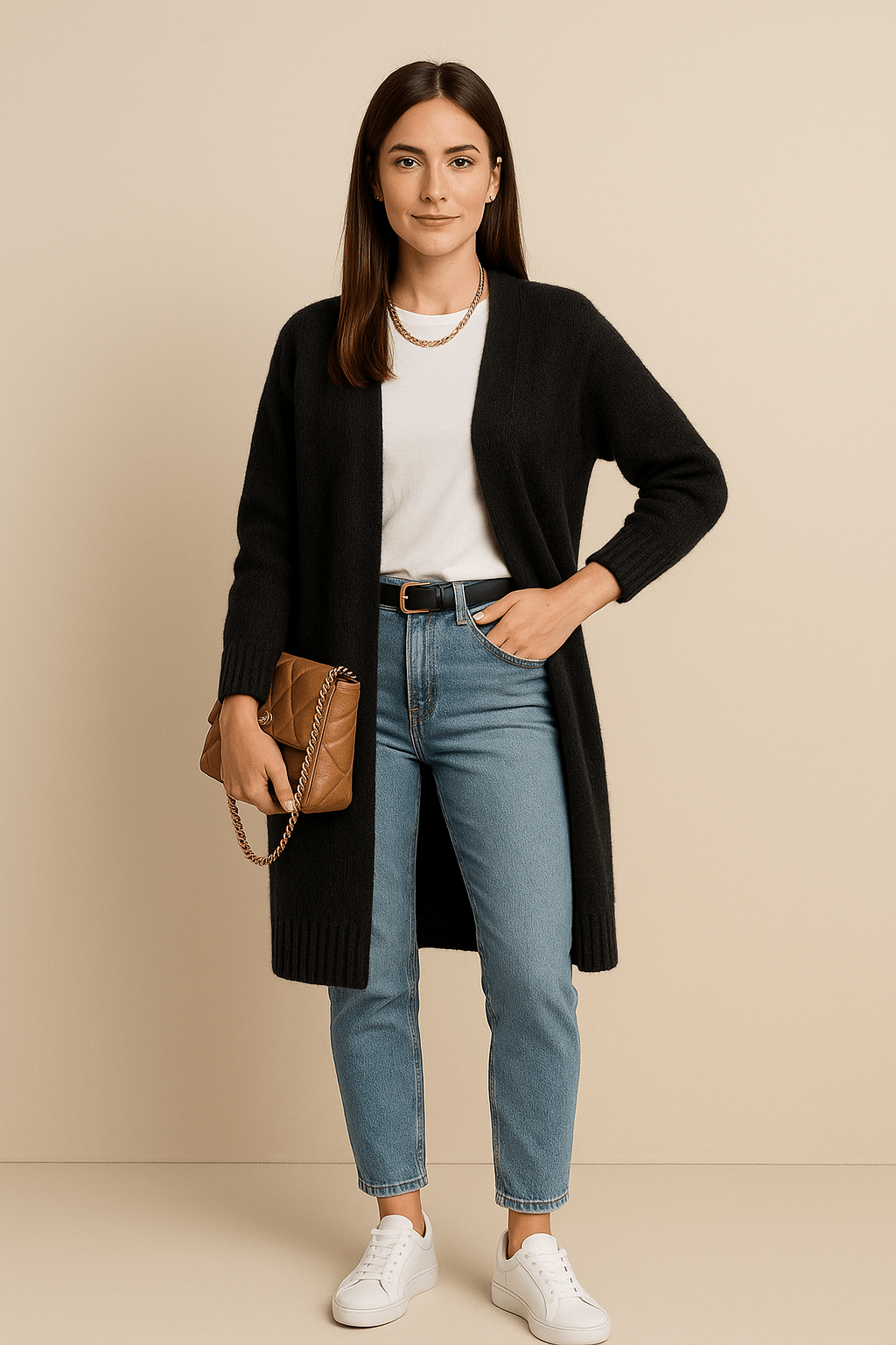 Erin – Women’s Wool Blend Oversized Knit Cardigan with Open Front