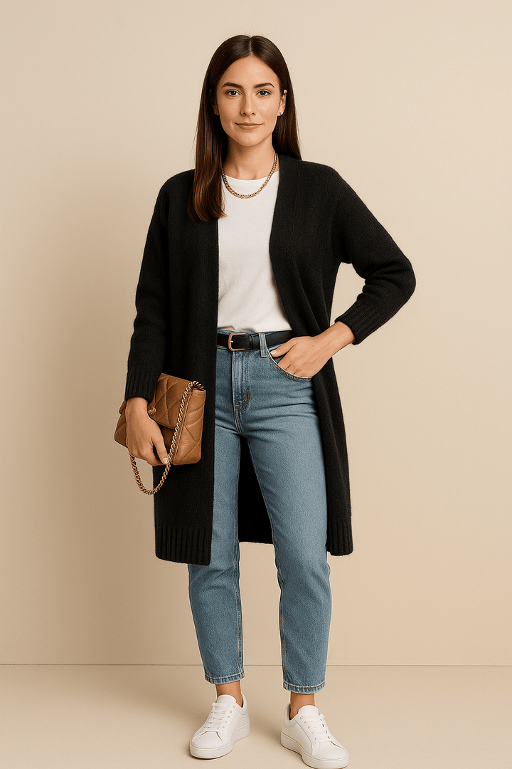 Erin – Women’s Wool Blend Oversized Knit Cardigan with Open Front