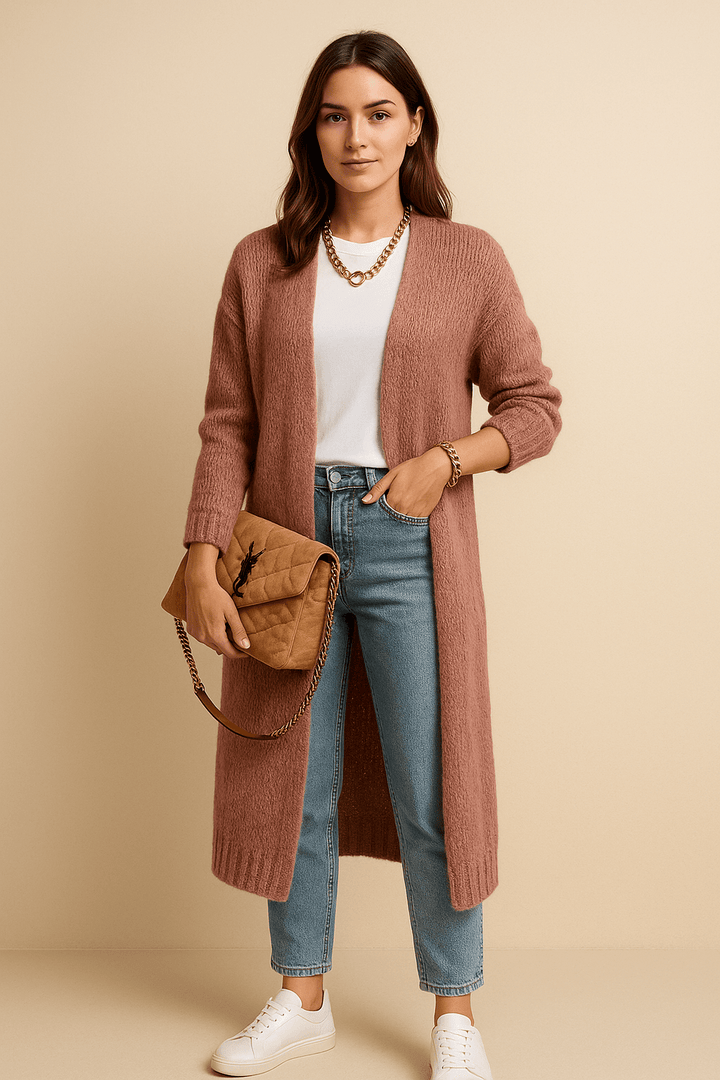 Erin – Women’s Wool Blend Oversized Knit Cardigan with Open Front
