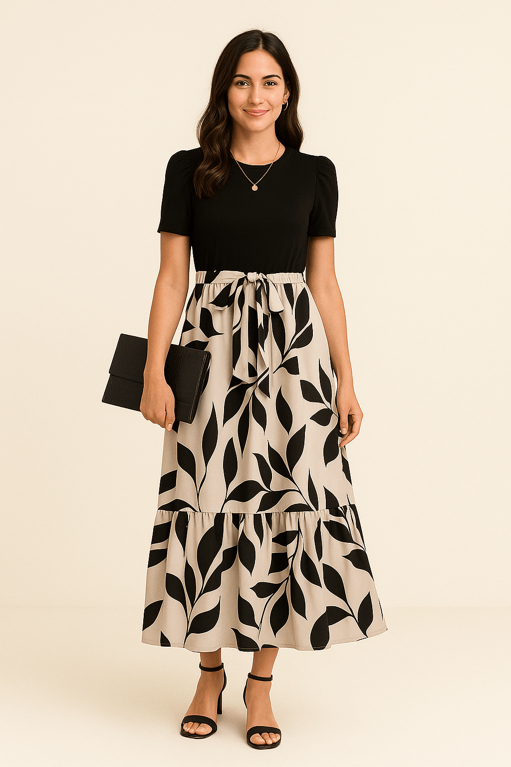 Eilidh – Puff Sleeve Maxi Dress with Cinched Waist and Flowing Silhouette