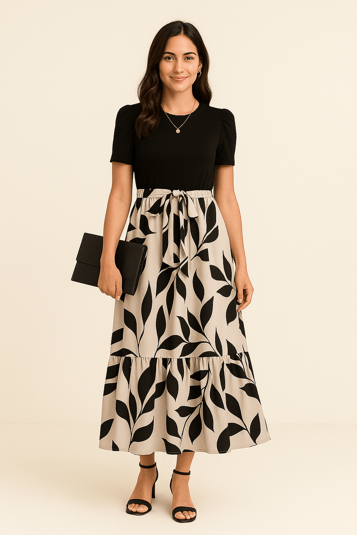 Eilidh – Puff Sleeve Maxi Dress with Cinched Waist and Flowing Silhouette