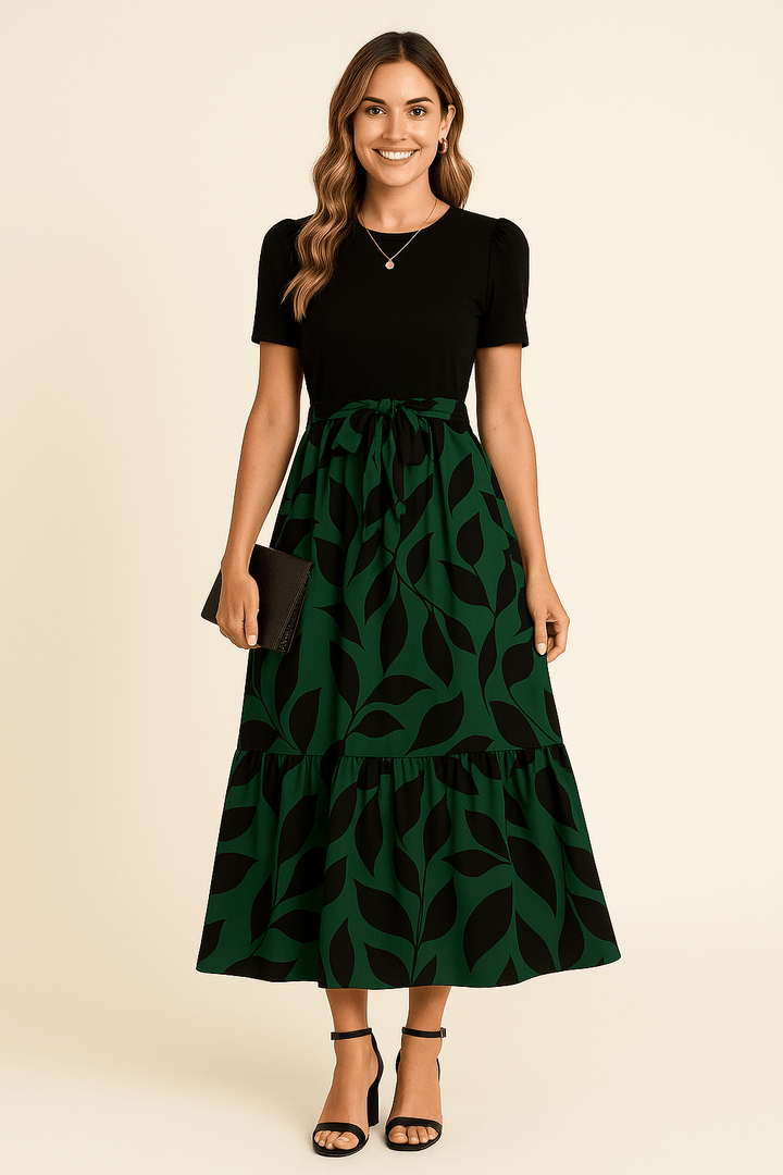 Eilidh – Puff Sleeve Maxi Dress with Cinched Waist and Flowing Silhouette