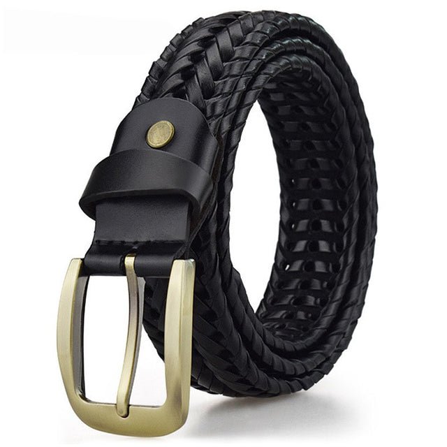 Gilles – Men’s Braided Leather Belt – Adjustable Fit – Polished Metal Buckle