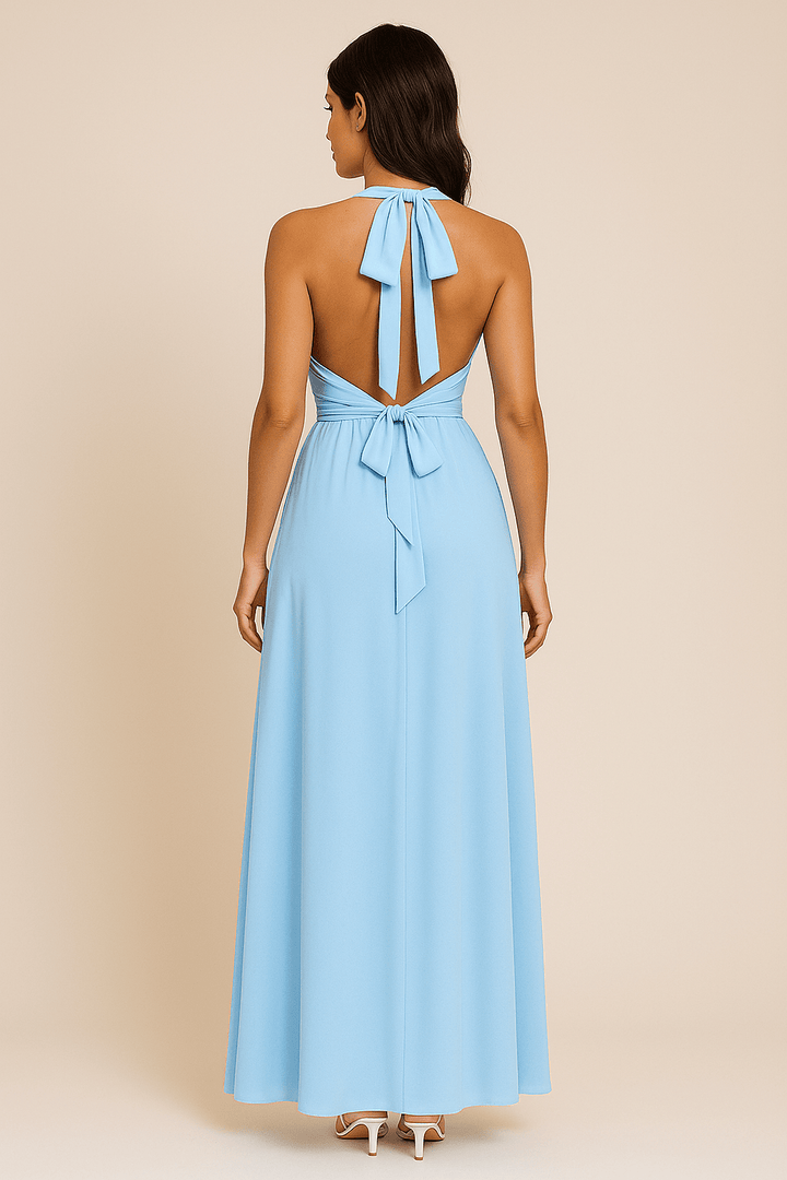 Valentina Satin Halter Midi Dress – Grace in Motion