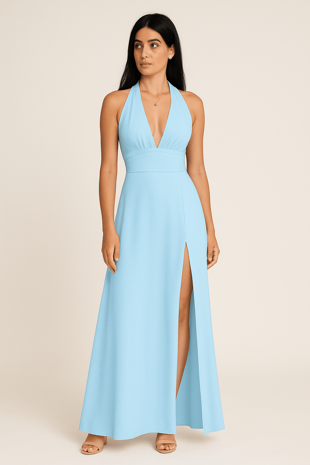 Valentina Satin Halter Midi Dress – Grace in Motion