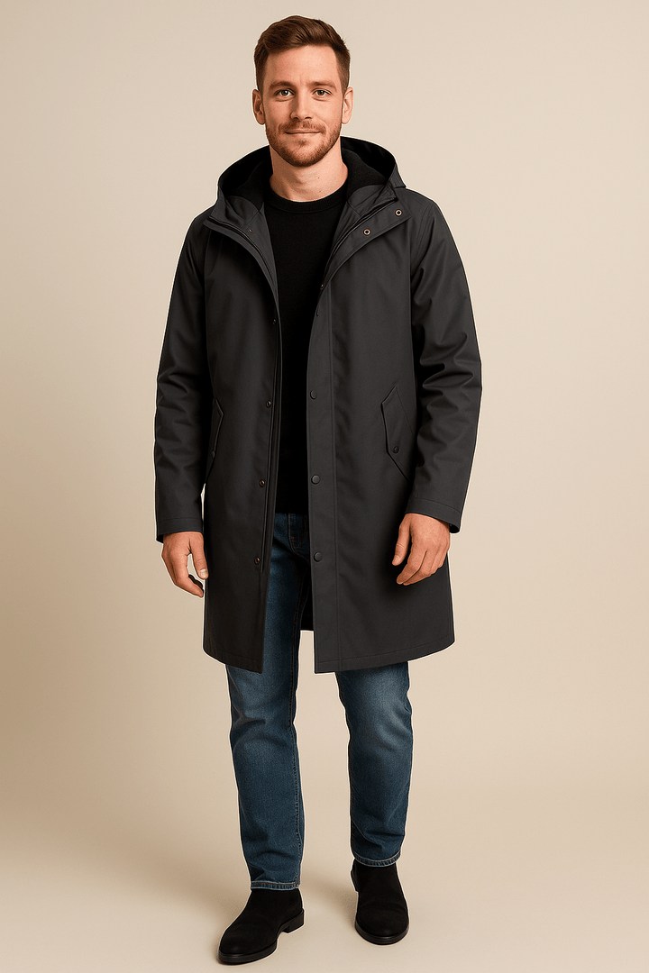 Henrik – Men’s Two-Tone Hooded Relaxed Fit Long-Line Coat