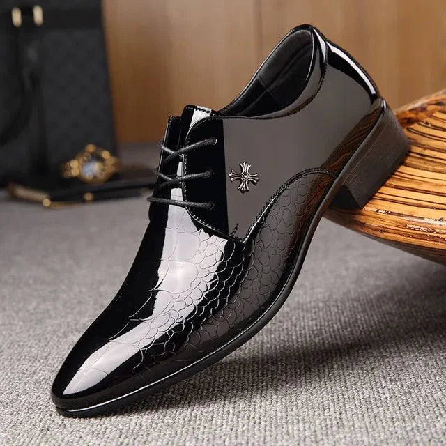 Henry Classic Oxford PU Leather Shoes – Almond Toe – Formal Elegance