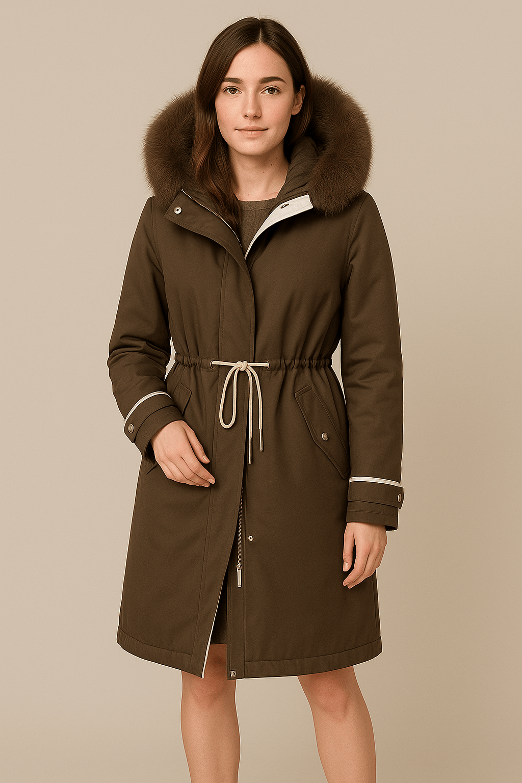 Holla – Women’s Quilted Lining Adjustable Waist Parka Jacket