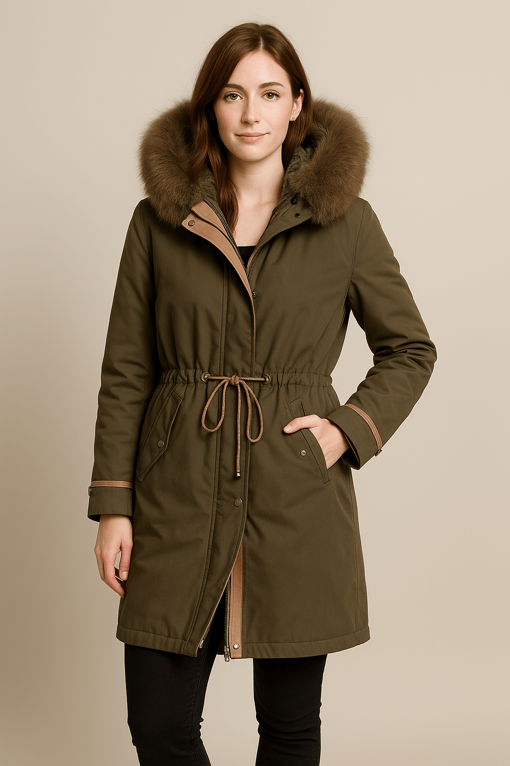 Holla – Women’s Quilted Lining Adjustable Waist Parka Jacket
