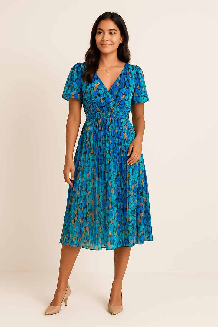 Jasmine Blue Floral Wrap Dress