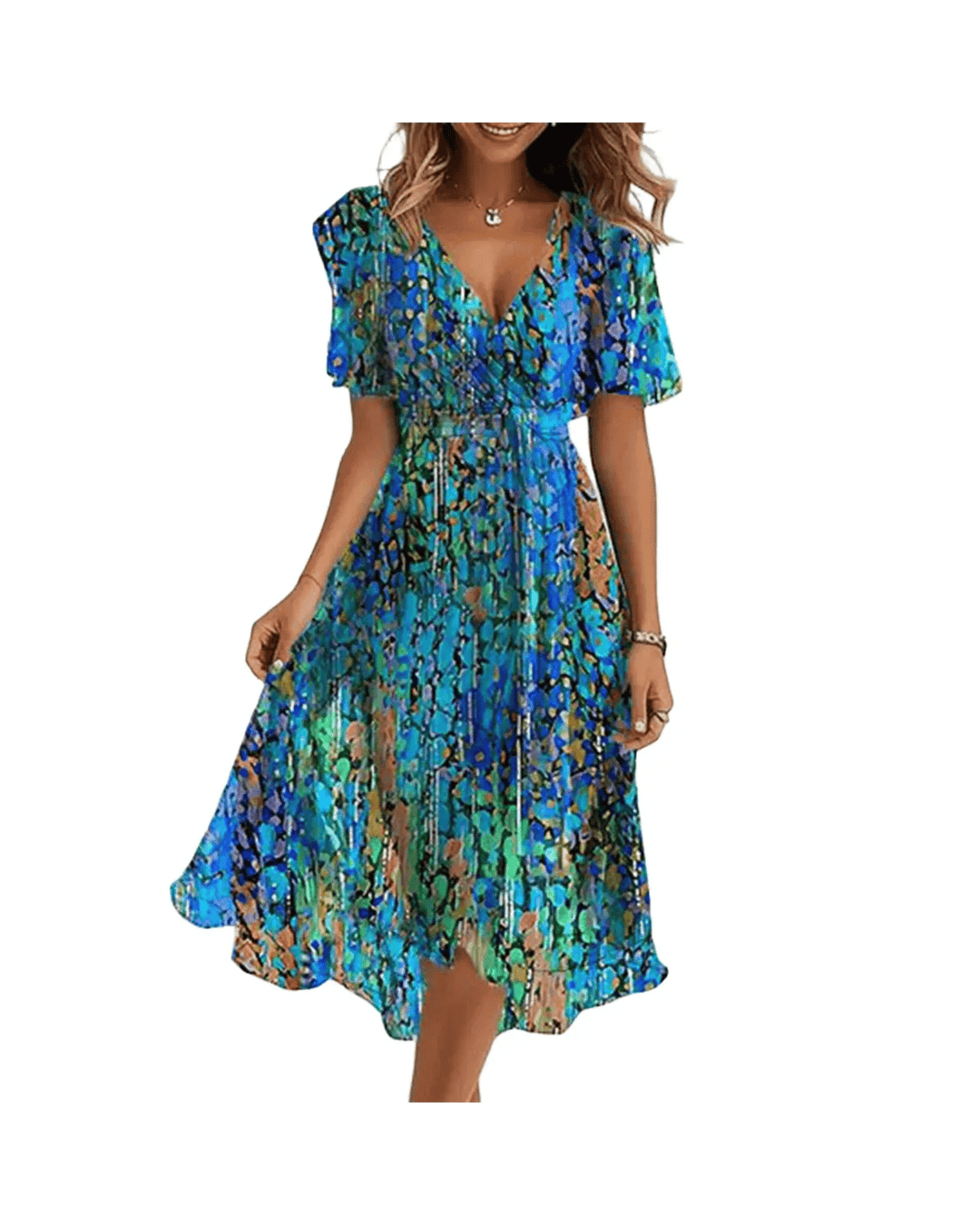 Jasmine Blue Floral Wrap Dress