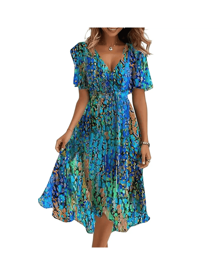 Jasmine Blue Floral Wrap Dress