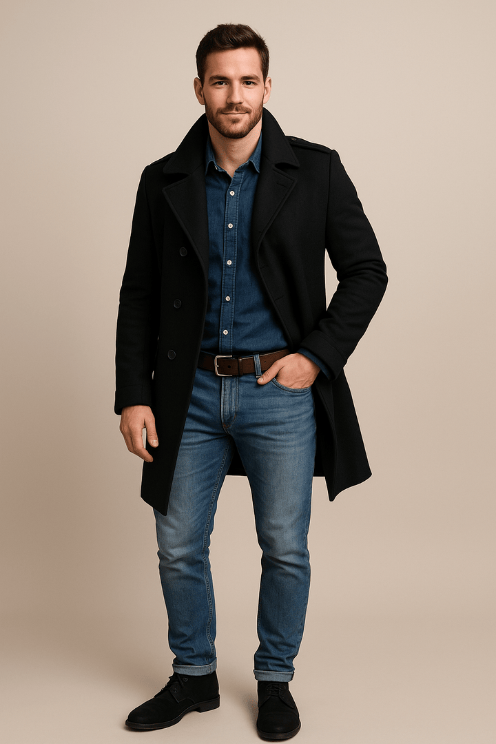 Olav – Men’s Wool Trench Coat with Belted Waist & Tailored Fit