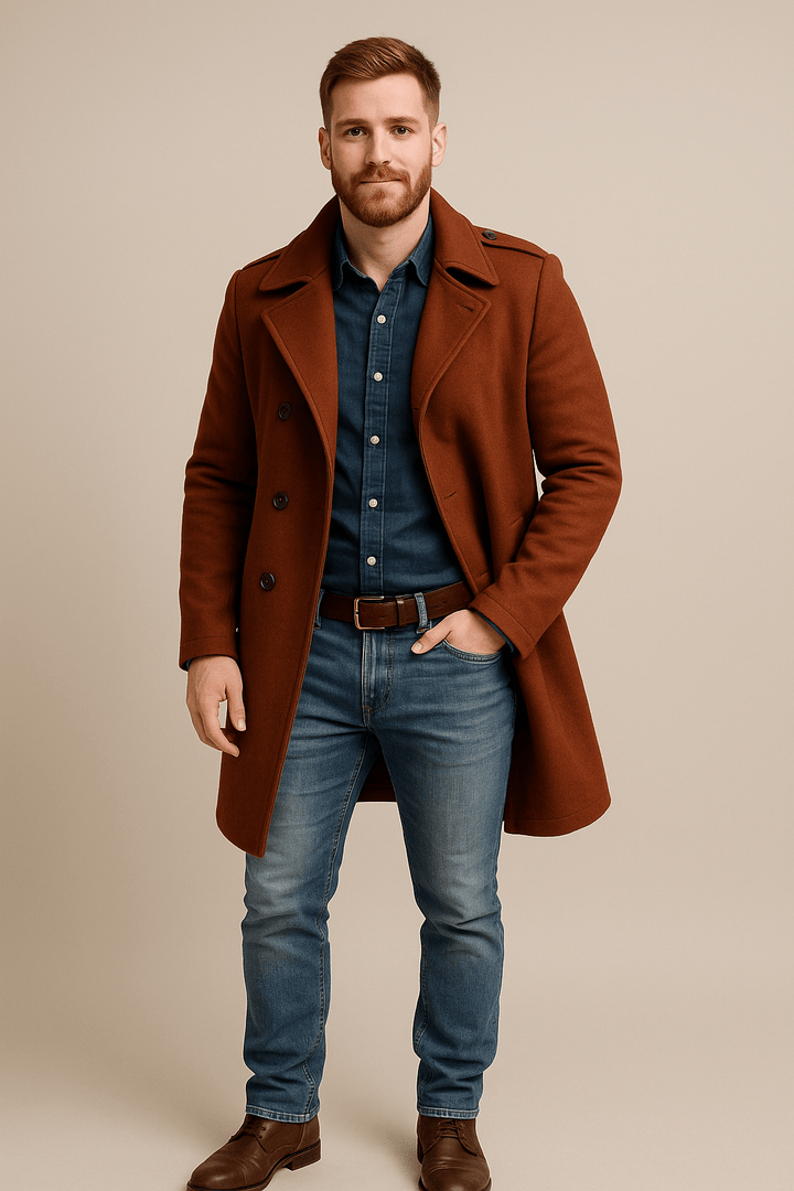 Olav – Men’s Wool Trench Coat with Belted Waist & Tailored Fit