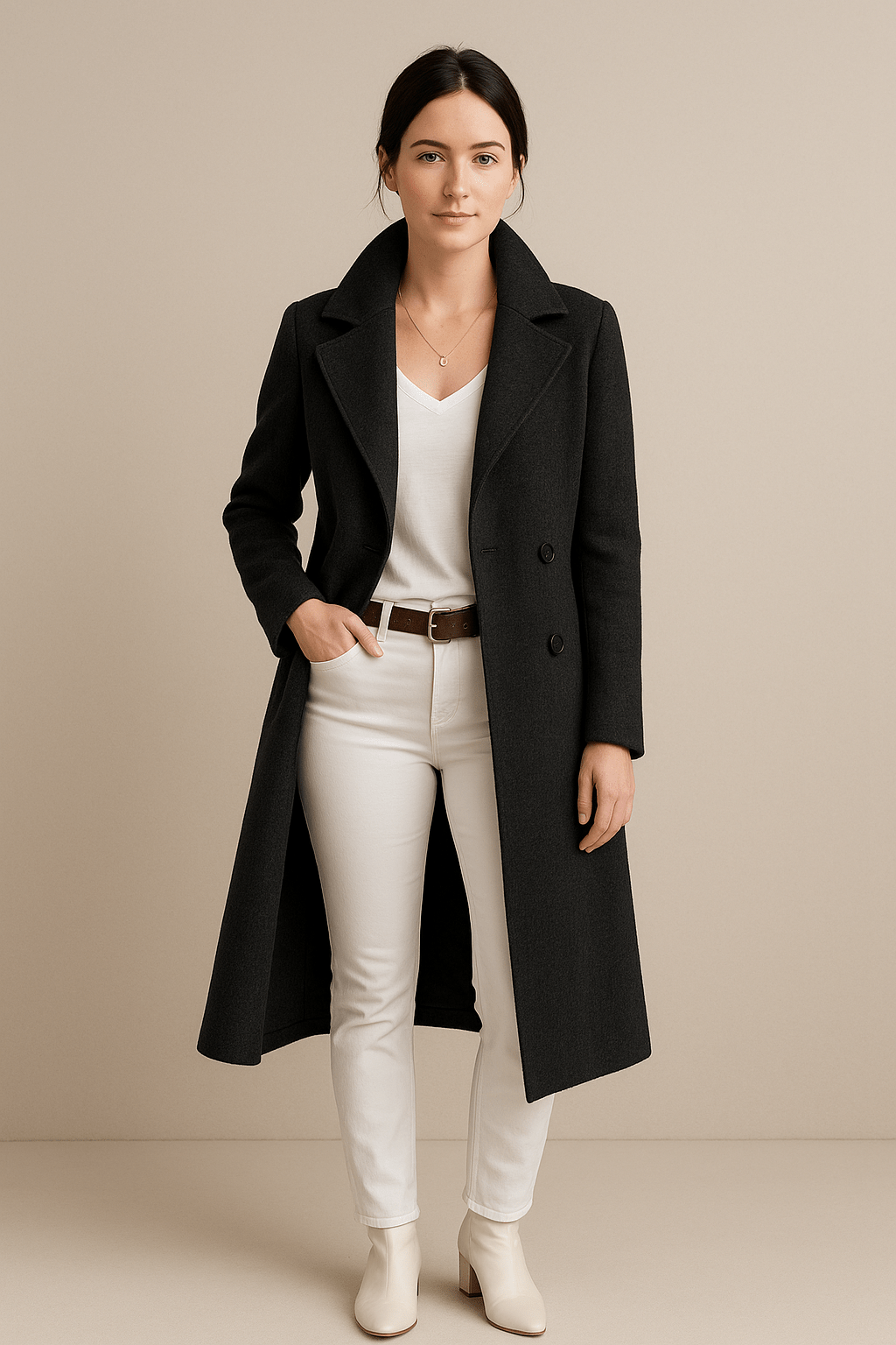 Priya – Women’s Mid-Length Fleece Trench Coat with Lapel Collar