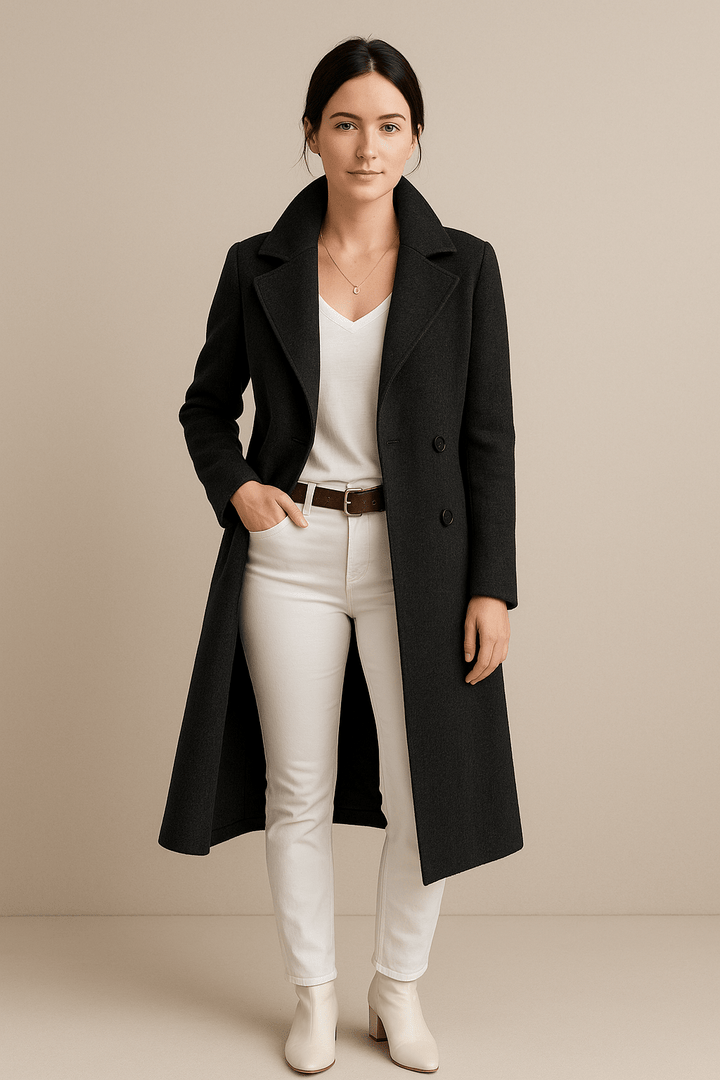 Priya – Women’s Mid-Length Fleece Trench Coat with Lapel Collar