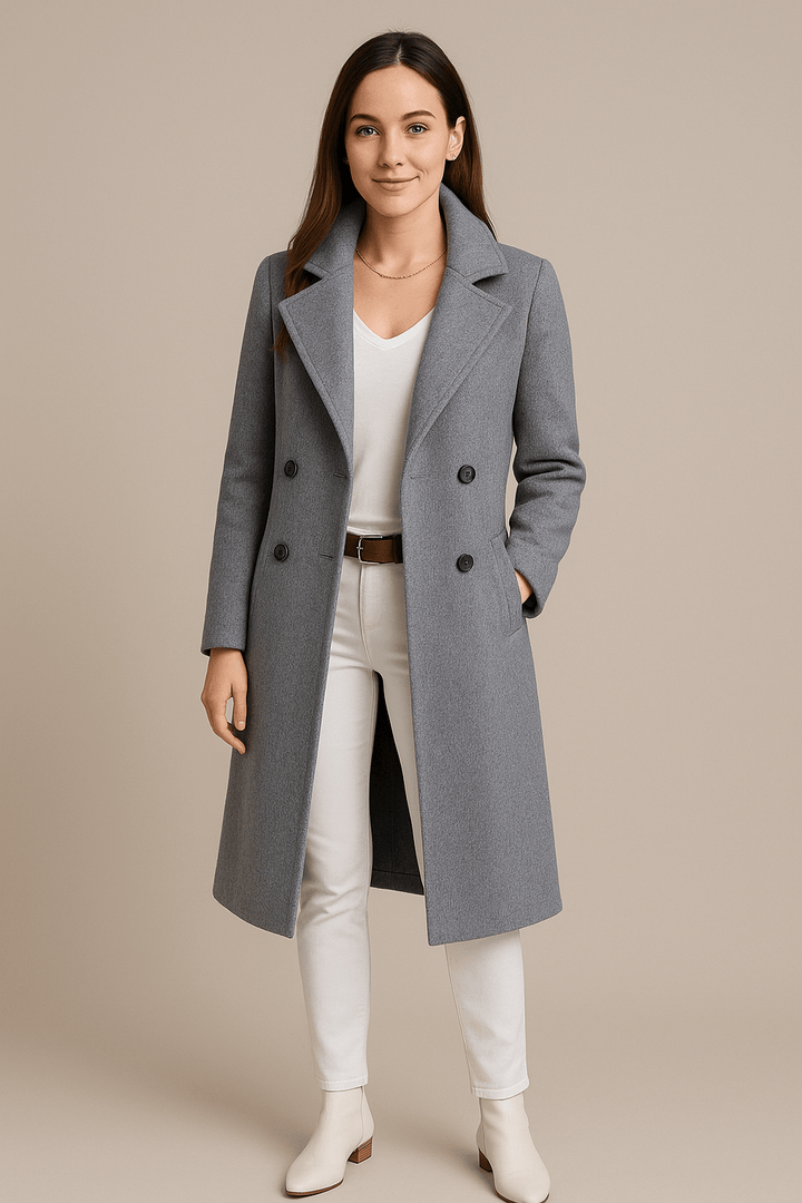 Priya – Women’s Mid-Length Fleece Trench Coat with Lapel Collar