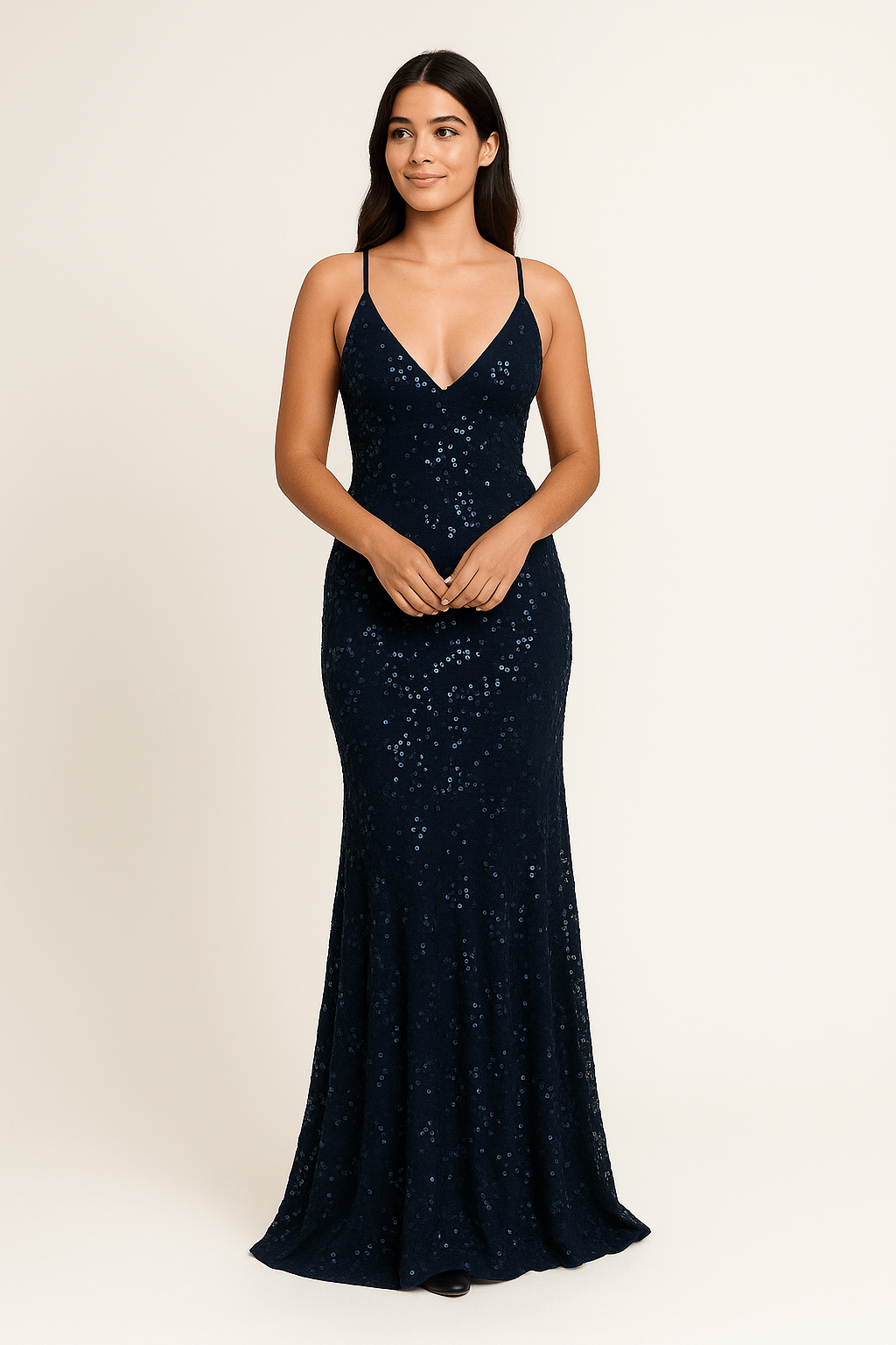 Sequin Evening Gown – Off‑Shoulder Slit Elegance