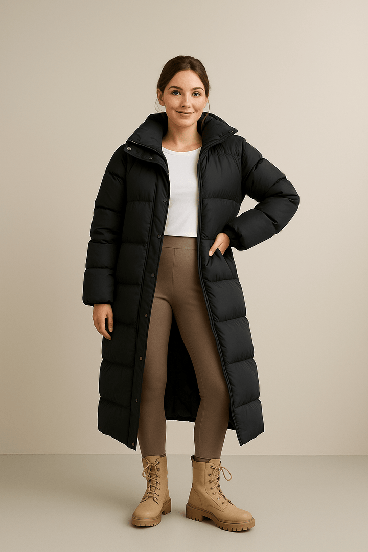 Sigrid – Women’s Quilted Oversized Puffer Trench Coat with Hood