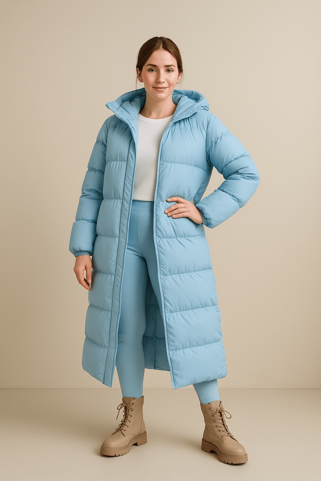 Sigrid – Women’s Quilted Oversized Puffer Trench Coat with Hood