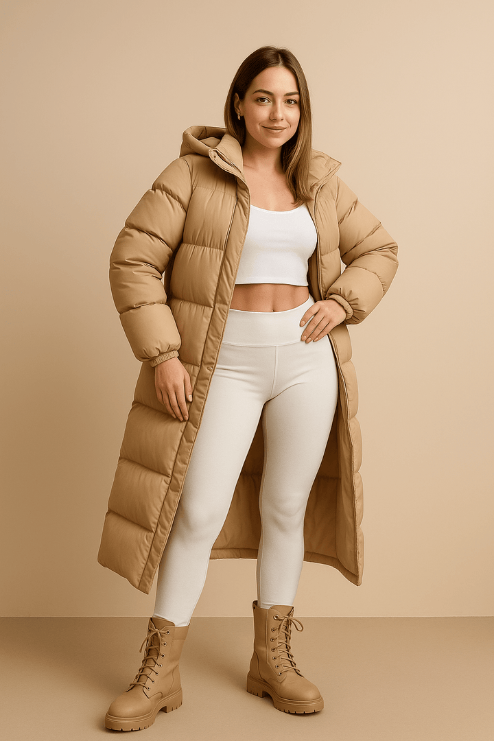 Sigrid – Women’s Quilted Oversized Puffer Trench Coat with Hood
