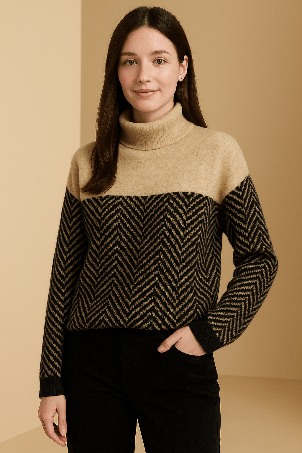 Striped Knit Casual Long Sleeve Sweater – Knitted Pullover