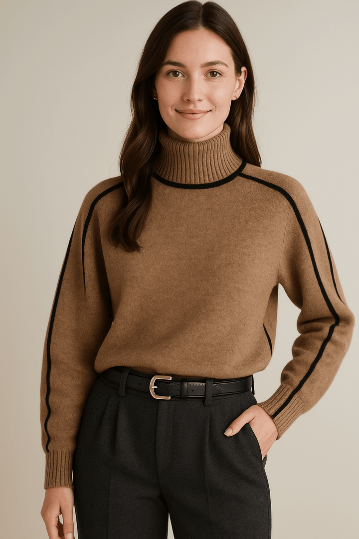 Women’s Roll Collar Sweater – Soft Knit Comfort