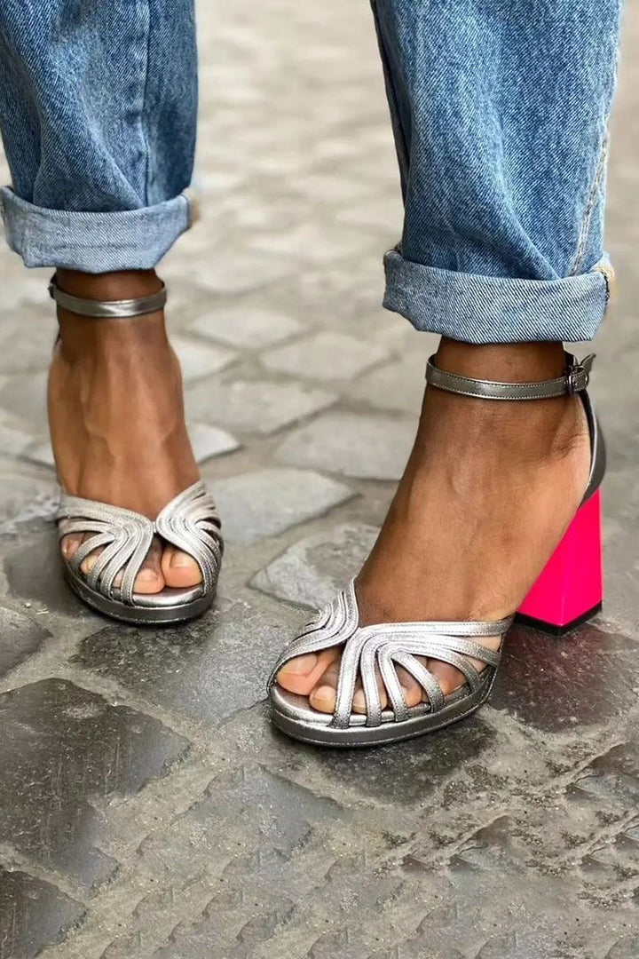 Naelle™ | Elegant Stiletto Sandals with a Shiny Finish