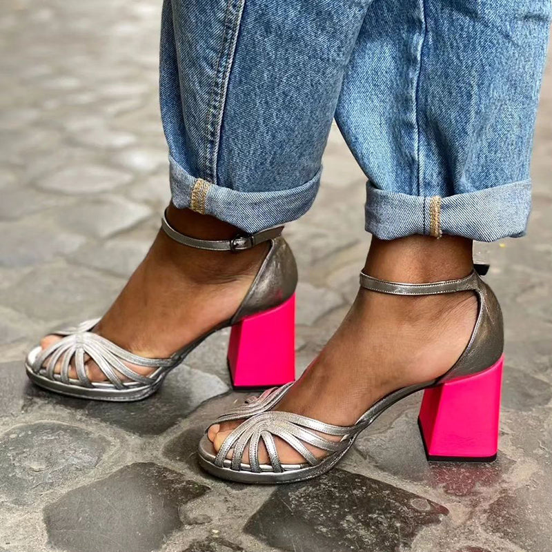 Naelle™ | Elegant Stiletto Sandals with a Shiny Finish