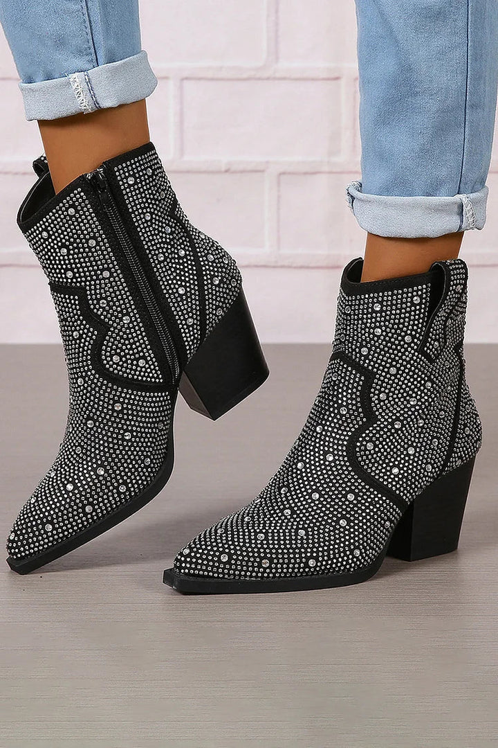 Melas | Stylish Patchwork Ankle Boots with Zipper Detail