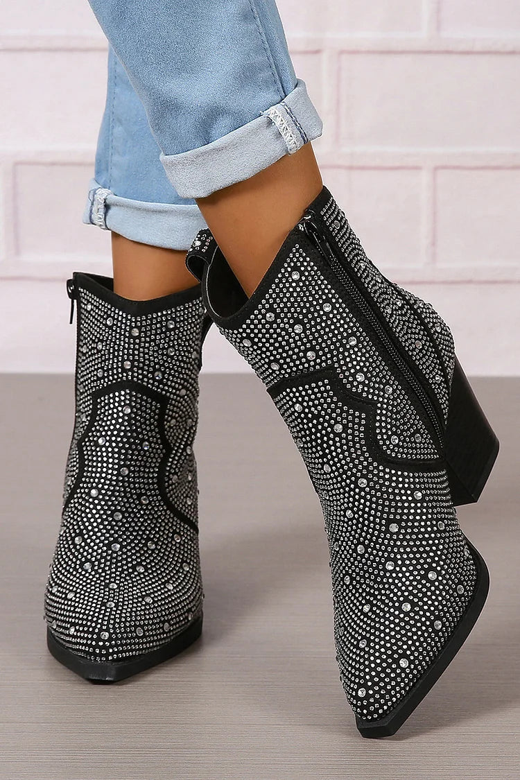 Melas | Stylish Patchwork Ankle Boots with Zipper Detail