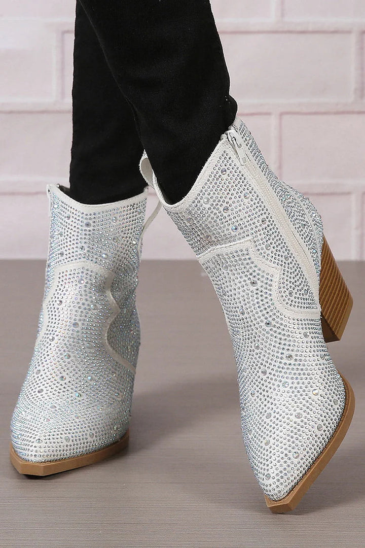 Melas | Stylish Patchwork Ankle Boots with Zipper Detail