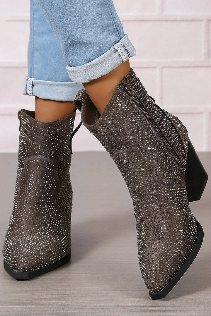 Melas | Stylish Patchwork Ankle Boots with Zipper Detail
