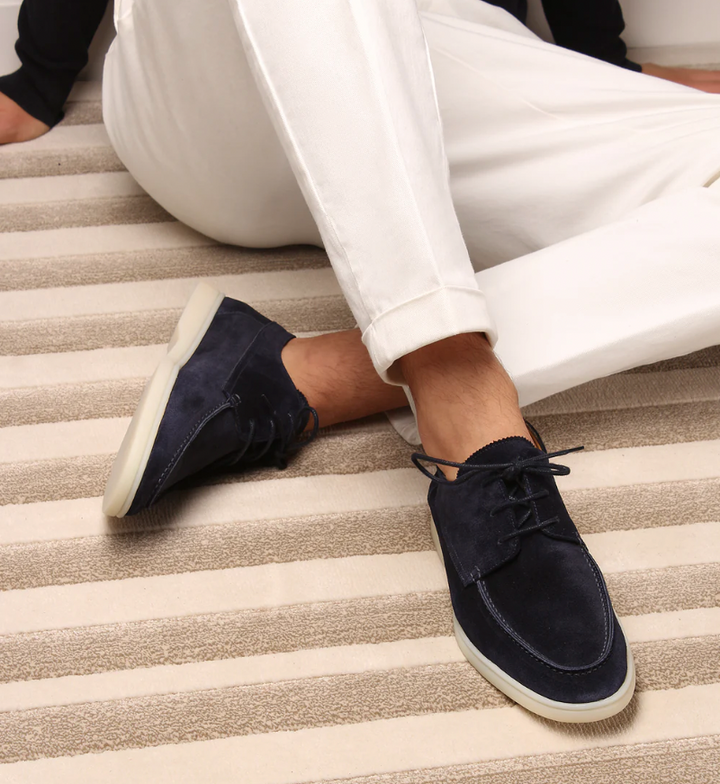 Álvaro – Men's Suede Moccasin Loafers with Lace-Up Finish