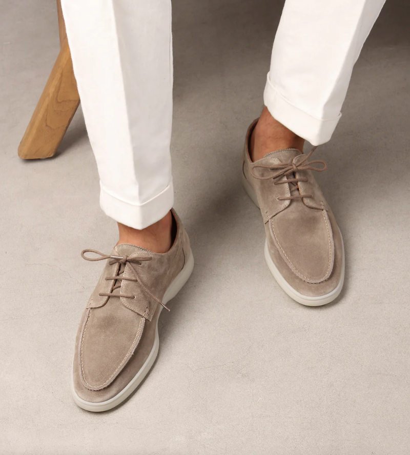 Álvaro – Men's Suede Moccasin Loafers with Lace-Up Finish