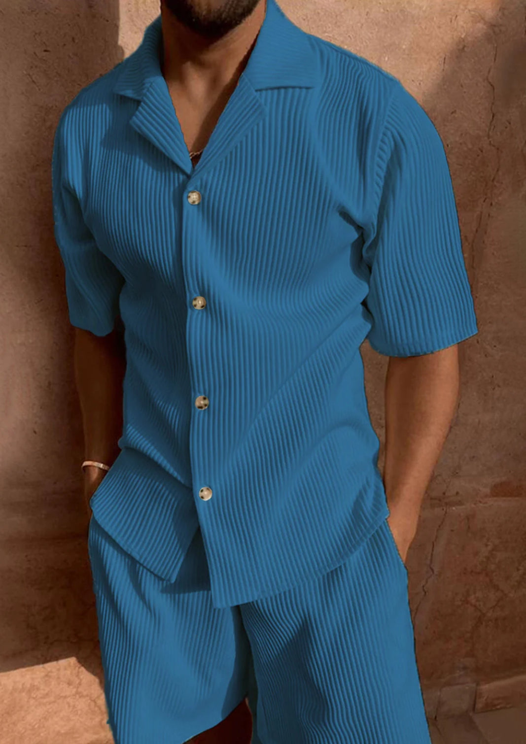 ARDIAN - CORDUROY SHORT SLEEVE SHIRT AND SHORTS SET