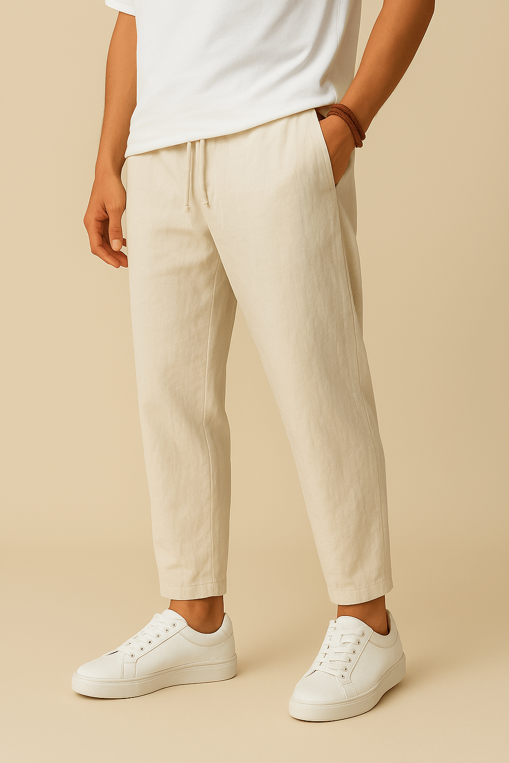 Alicante Beach Lightweight Linen Style Trousers with Breathable Weave