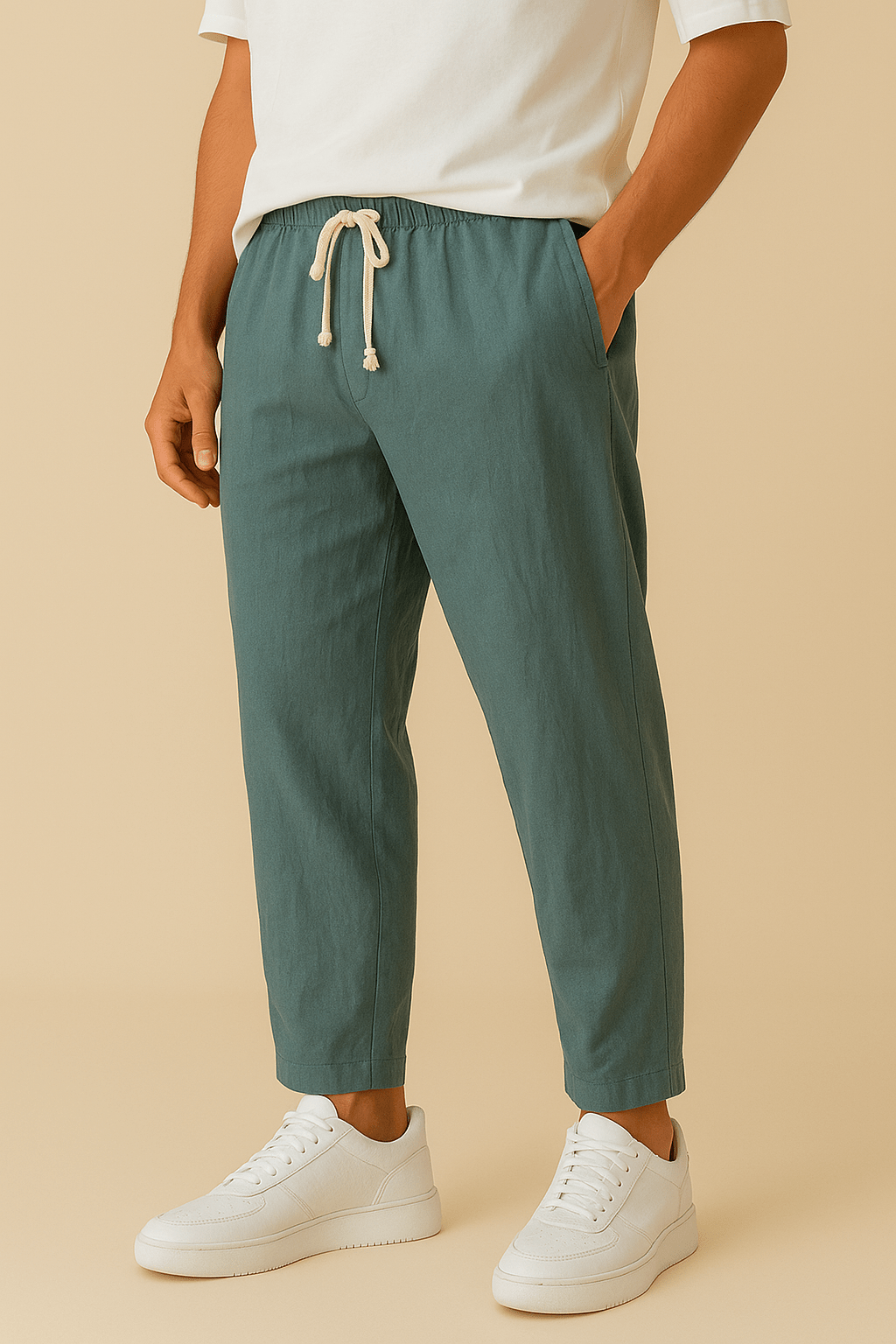 Alicante Beach Lightweight Linen Style Trousers with Breathable Weave