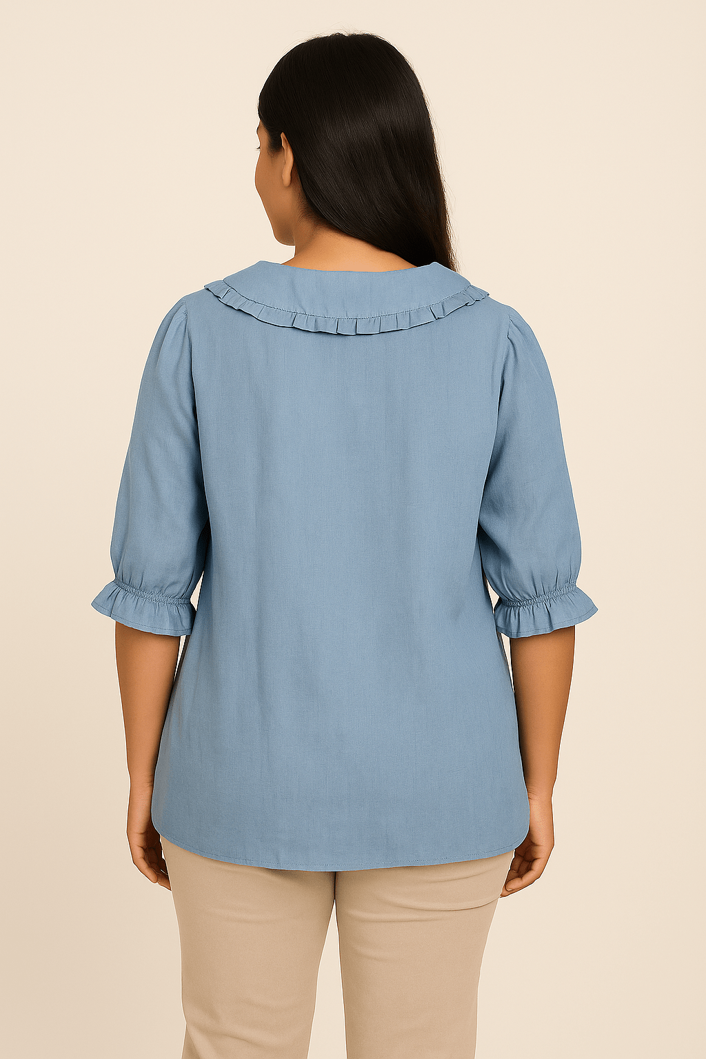 Amelie Soft Ruffle Cotton-Linen Shirt