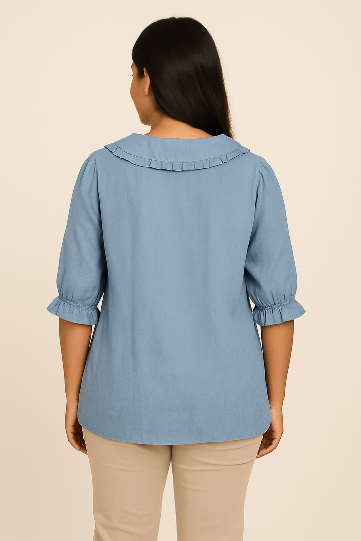 Amelie Soft Ruffle Cotton-Linen Shirt