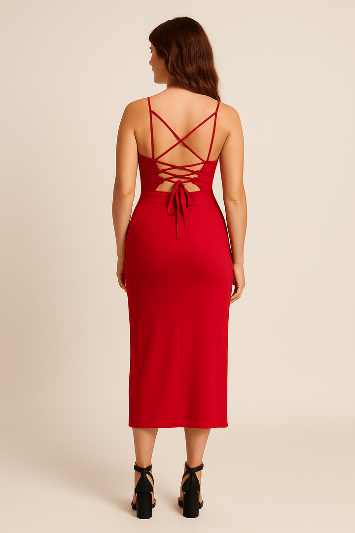 Amira Women’s Evening Dress – Side Slit – Bodycon – Strappy Back