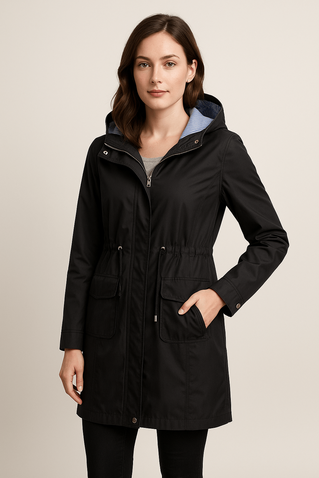Anaya – Women’s Waterproof Over-Knee Hooded Trench Coat with Adjustable Fit