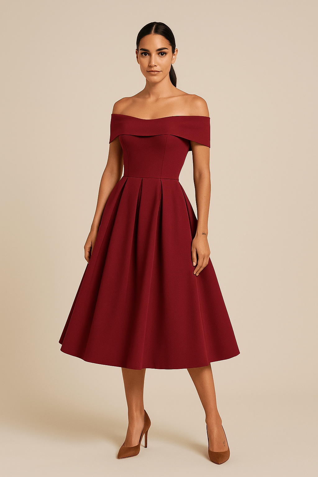 Anna Women's Off-Shoulder A-Line Dress - Elegant Fit - Formal Wear
