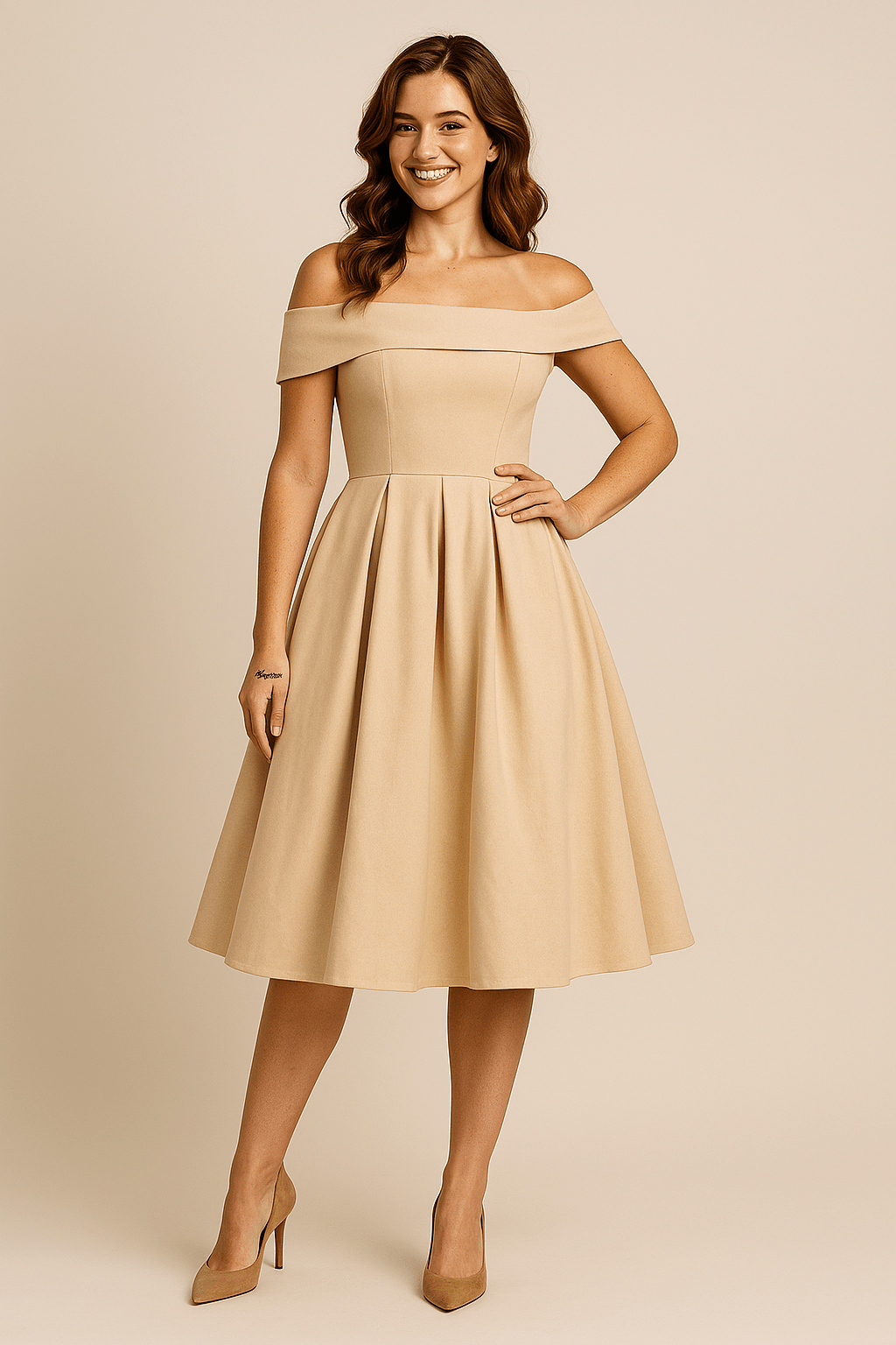 Anna Women's Off-Shoulder A-Line Dress - Elegant Fit - Formal Wear
