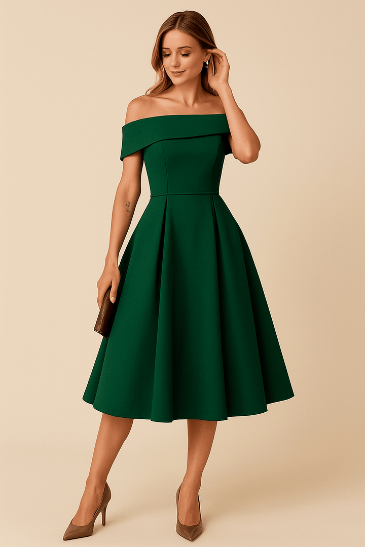 Anna Women's Off-Shoulder A-Line Dress - Elegant Fit - Formal Wear